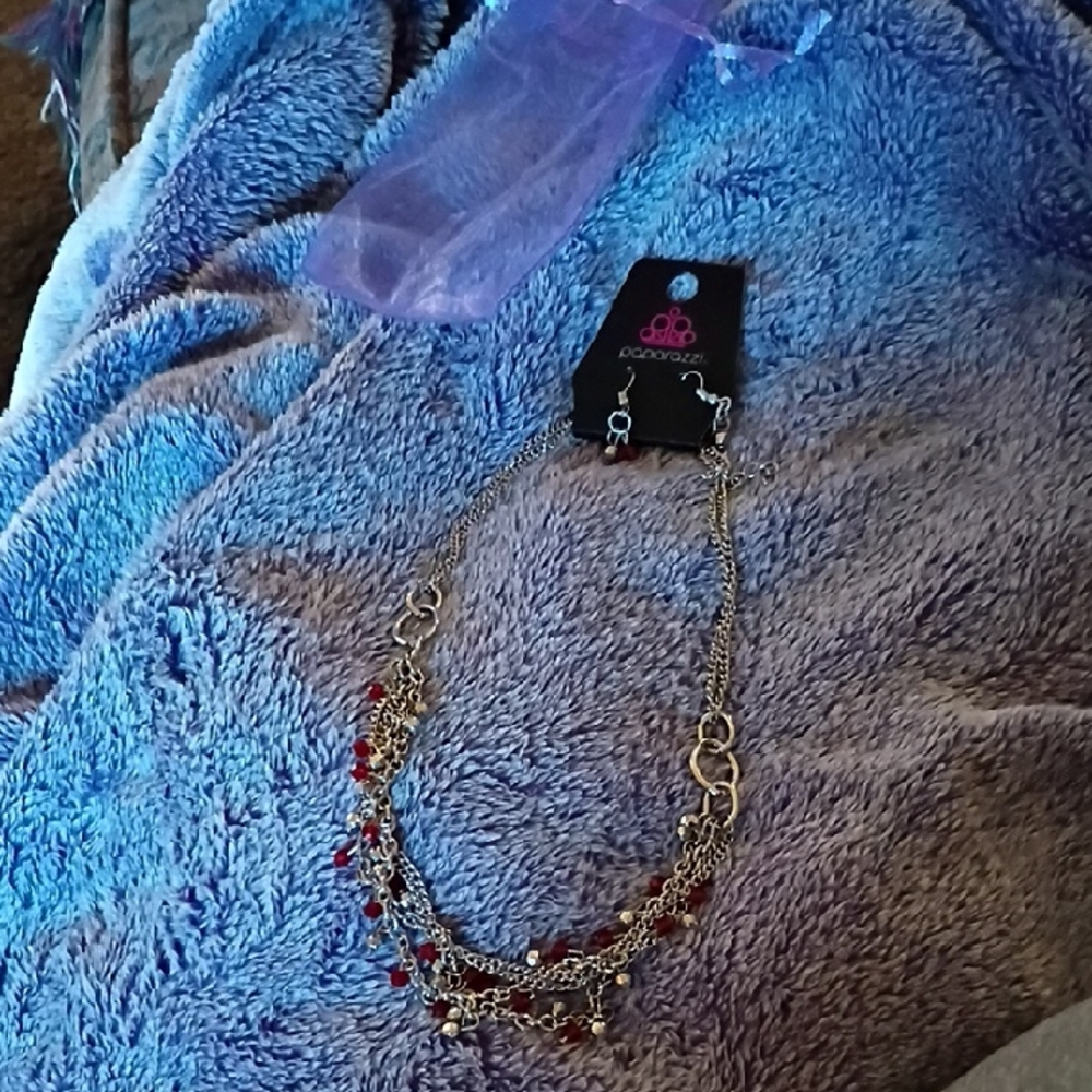Paparazzi Silver Necklace with Red Accents